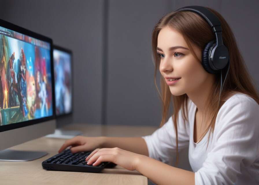 woman playing video games